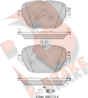 R Brake RB2288 - Гальмівні колодки, дискові гальма autocars.com.ua