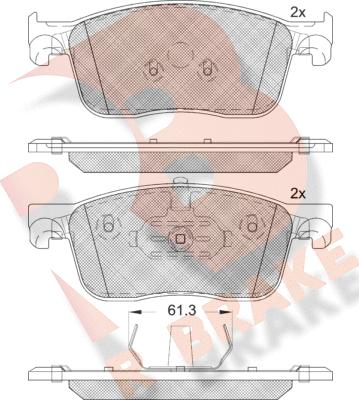 R Brake RB2297 - Гальмівні колодки, дискові гальма autocars.com.ua