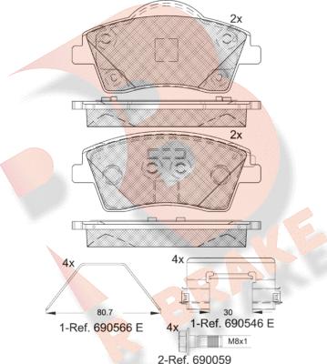 R Brake RB2329 - Гальмівні колодки, дискові гальма autocars.com.ua