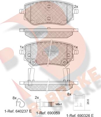 R Brake RB2343 - Гальмівні колодки, дискові гальма autocars.com.ua