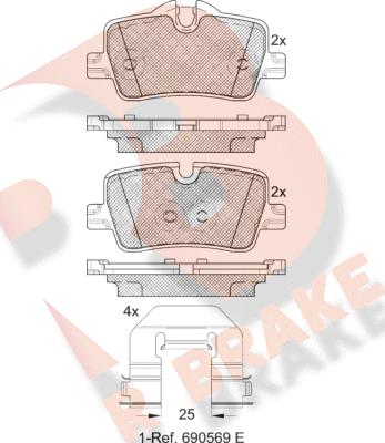 R Brake RB2360 - Гальмівні колодки, дискові гальма autocars.com.ua