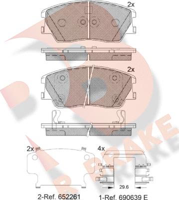 R Brake RB2402 - Гальмівні колодки, дискові гальма autocars.com.ua