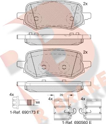 R Brake RB2405 - Гальмівні колодки, дискові гальма autocars.com.ua