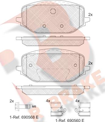 R Brake RB2438 - Гальмівні колодки, дискові гальма autocars.com.ua