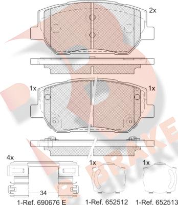 R Brake RB2441 - Гальмівні колодки, дискові гальма autocars.com.ua