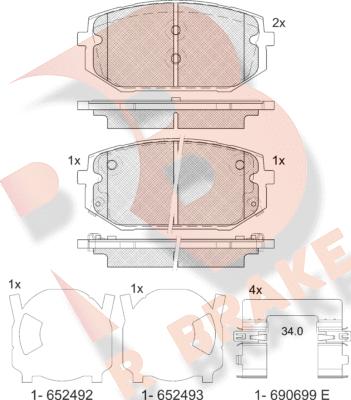 R Brake RB2473 - Тормозные колодки, дисковые, комплект autodnr.net