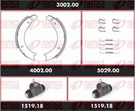 Remsa 3002.00 - Комплект тормозных колодок, барабанные autodnr.net