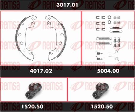 Remsa 3017.01 - Комплект тормозных колодок, барабанные autodnr.net