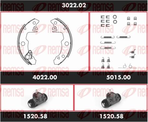 Remsa 3022.02 - Комплект гальм, барабанний механізм autocars.com.ua