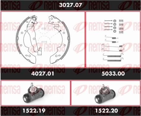 Remsa 3027.07 - Комплект тормозных колодок, барабанные autodnr.net