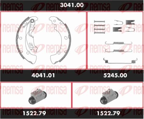 Remsa 3041.00 - Комплект гальм, барабанний механізм autocars.com.ua