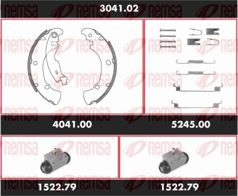 Remsa 3041.02 - Комплект тормозных колодок, барабанные autodnr.net