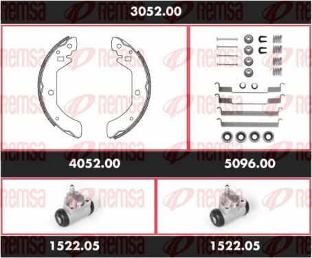 Remsa 3052.00 - Комплект гальм, барабанний механізм autocars.com.ua