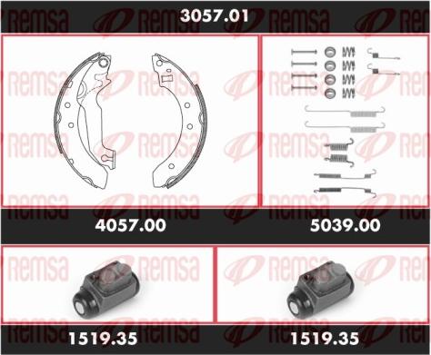 Remsa 3057.01 - Комплект гальм, барабанний механізм autocars.com.ua