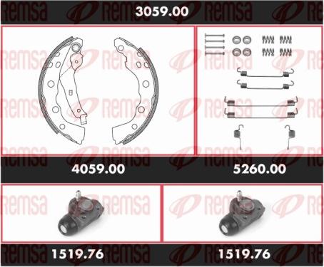 Remsa 3059.00 - Комплект гальм, барабанний механізм autocars.com.ua