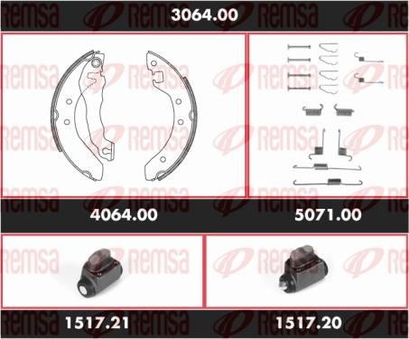 Remsa 3064.00 - Комплект гальм, барабанний механізм autocars.com.ua