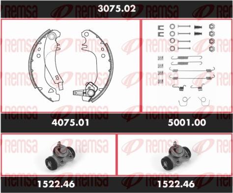 Remsa 3075.02 - Комплект тормозных колодок, барабанные autodnr.net