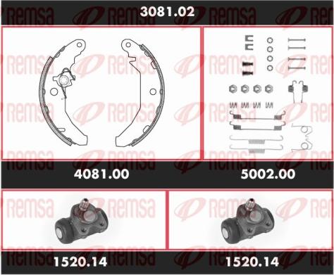 Remsa 3081.02 - Комплект тормозных колодок, барабанные avtokuzovplus.com.ua