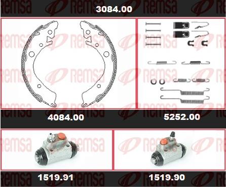 Remsa 3084.00 - Комплект тормозных колодок, барабанные autodnr.net