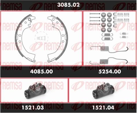 Remsa 3085.02 - Комплект гальм, барабанний механізм autocars.com.ua