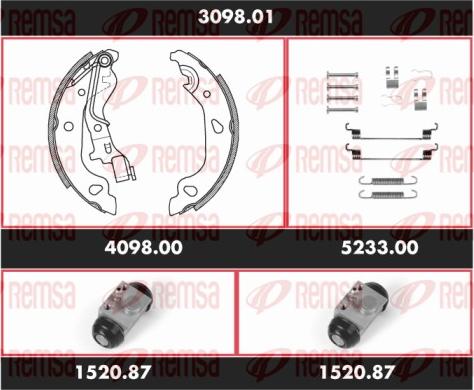 Remsa 3098.01 - Комплект тормозных колодок, барабанные avtokuzovplus.com.ua