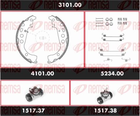 Remsa 3101.00 - Комплект гальм, барабанний механізм autocars.com.ua