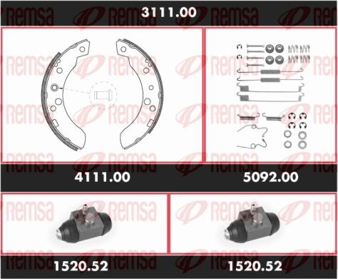 Remsa 3111.00 - Комплект гальм, барабанний механізм autocars.com.ua