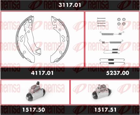 Remsa 3117.01 - Комплект гальм, барабанний механізм autocars.com.ua