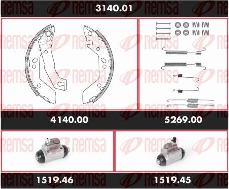 Remsa 3140.01 - Комплект гальм, барабанний механізм autocars.com.ua