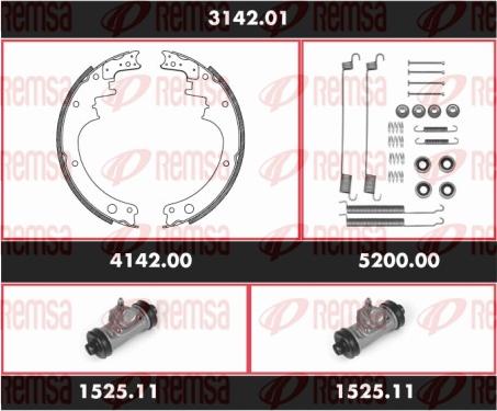 Remsa 3142.01 - Комплект тормозных колодок, барабанные autodnr.net