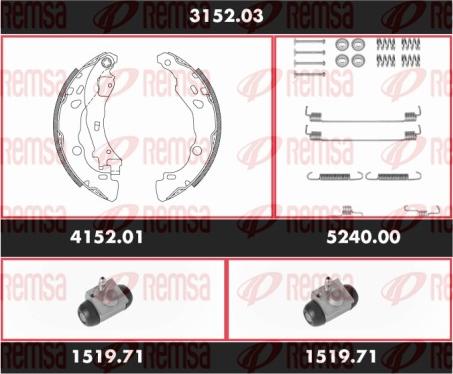 Remsa 3152.03 - Комплект тормозных колодок, барабанные autodnr.net