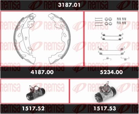 Remsa 3187.01 - Комплект тормозных колодок, барабанные autodnr.net