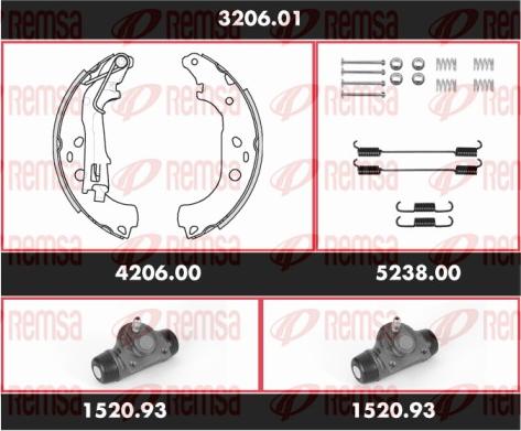 Remsa 3206.01 - Комплект тормозных колодок, барабанные autodnr.net