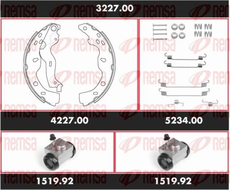 Remsa 3227.00 - Комплект гальм, барабанний механізм autocars.com.ua