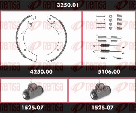 Remsa 3250.01 - Комплект тормозных колодок, барабанные avtokuzovplus.com.ua