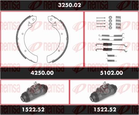 Remsa 3250.02 - Комплект тормозных колодок, барабанные avtokuzovplus.com.ua