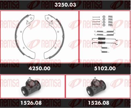 Remsa 3250.03 - Комплект тормозных колодок, барабанные avtokuzovplus.com.ua