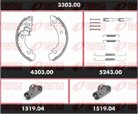 Remsa 3303.00 - Комплект тормозных колодок, барабанные autodnr.net