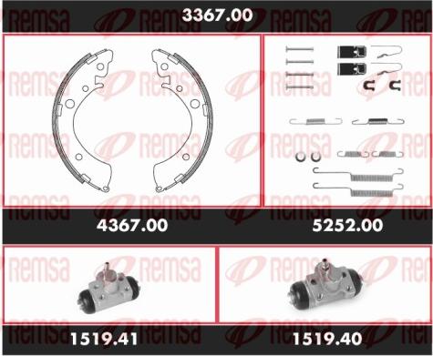 Remsa 3367.00 - Комплект тормозных колодок, барабанные autodnr.net