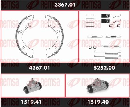 Remsa 3367.01 - Комплект тормозных колодок, барабанные autodnr.net