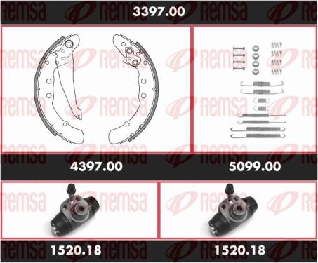 Remsa 3397.00 - Комплект гальм, барабанний механізм autocars.com.ua