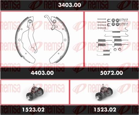 Remsa 3403.00 - Комплект тормозных колодок, барабанные autodnr.net