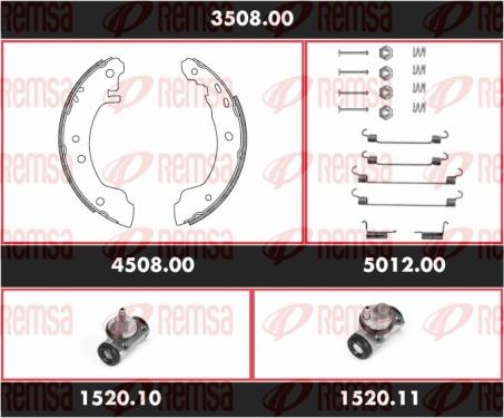 Remsa 3508.00 - Комплект тормозных колодок, барабанные autodnr.net