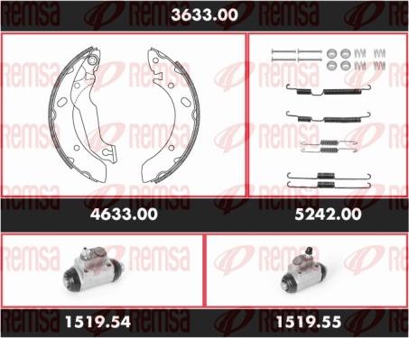 Remsa 3633.00 - Комплект тормозных колодок, барабанные avtokuzovplus.com.ua