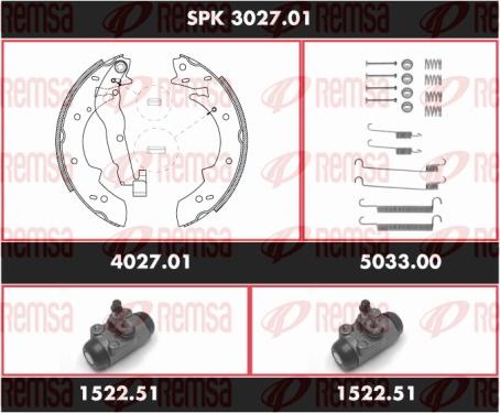 Remsa SPK 3027.01 - Комплект гальм, барабанний механізм autocars.com.ua