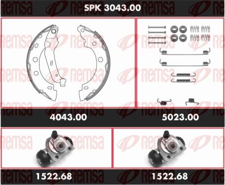 Remsa SPK 3043.00 - Комплект гальм, барабанний механізм autocars.com.ua