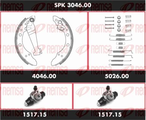 Remsa SPK 3046.00 - Комплект гальм, барабанний механізм autocars.com.ua