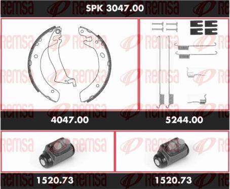 Remsa SPK 3047.00 - Комплект гальм, барабанний механізм autocars.com.ua