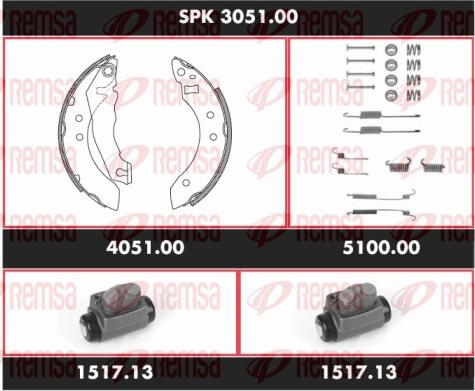 Remsa SPK 3051.00 - Комплект тормозных колодок, барабанные autodnr.net