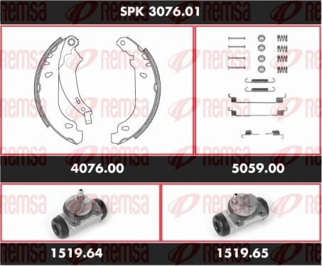 Remsa SPK 3076.01 - Комплект тормозных колодок, барабанные avtokuzovplus.com.ua